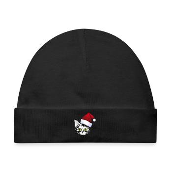 katze xmas weihnachten santa cat niedlich cute lol - Baby Premium Organic Mütze - Schwarz - Vorne