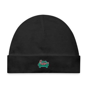 Faultier auf Sofa Laptop Mitarbeiter - Baby Premium Organic Mütze - Schwarz - Vorne
