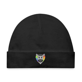 Gay LGBT Tier Esel Regenbogen Herz - Baby Premium Organic Mütze - Schwarz - Vorne