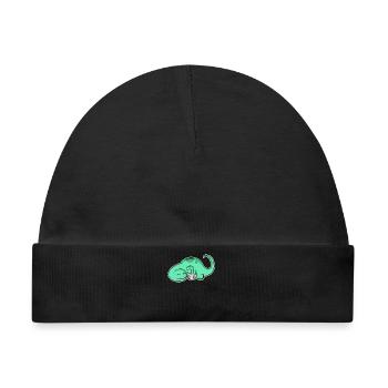 Dinosaurier mit Baby Dinosaurier - Baby Premium Organic Mütze - Schwarz - Vorne