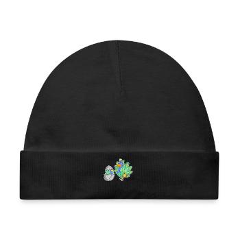 Pfau Familie - Pfau mit Baby - Pfau Motiv - Baby Premium Organic Mütze - Schwarz - Vorne