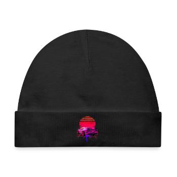 Retro Wave Supercar Sunset - Baby Premium Organic Mütze - Schwarz - Vorne