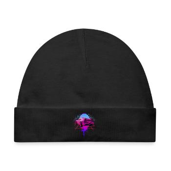 Ästhetik Sportauto Vaporwave Sunset Retrowave - Baby Premium Organic Mütze - Schwarz - Vorne