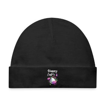 Frohe Ostern Blumen Osterei - Baby Premium Organic Mütze - Schwarz - Vorne