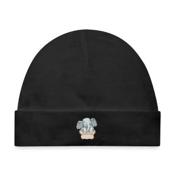 Elefant Karton - Baby Premium Organic Mütze - Schwarz - Vorne