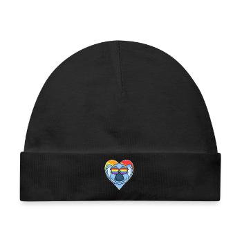 Regenbogen - Koala mit Brille und Herz - Baby Premium Organic Mütze - Schwarz - Vorne
