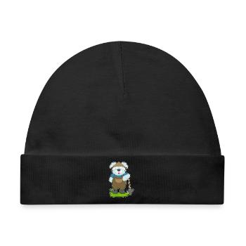Hund Landwirt Spitzhacke Bauernhof - Baby Premium Organic Mütze - Schwarz - Vorne