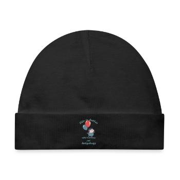 Kleiner Igel mit Luftballons und Schriftzug - Baby Premium Organic Mütze - Schwarz - Vorne