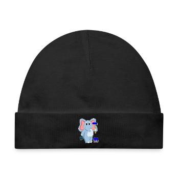 Elefant Maler Farbroller Malen - Baby Premium Organic Mütze - Schwarz - Vorne