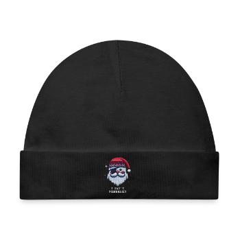 Weihnachtsmann mit Augenklappe Strickmuster - Baby Premium Organic Mütze - Schwarz - Vorne