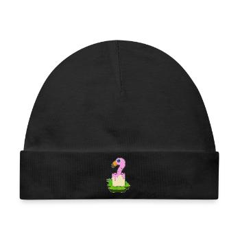 Flamingo Maler Farbeimer Malen - Baby Premium Organic Mütze - Schwarz - Vorne