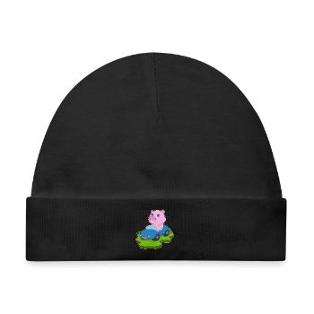 Schwein Auto - Baby Premium Organic Mütze - Schwarz - Vorne