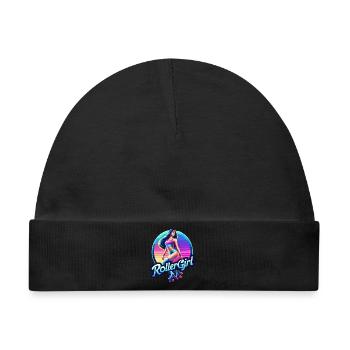 Lebendige Retro-Roller-Mädchen-Illustration - Baby Premium Organic Mütze - Schwarz - Vorne