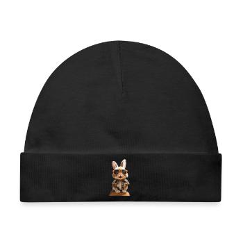 Hase Kaninchen Feldhase Bunny Geschenk Süße Hasen - Baby Premium Organic Mütze - Schwarz - Vorne