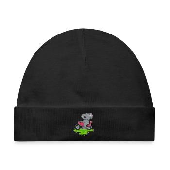 Koala Motorrad - Baby Premium Organic Mütze - Schwarz - Vorne