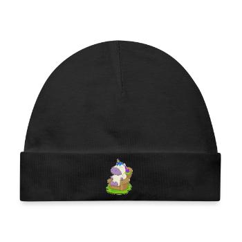 Einhorn Sessel - Baby Premium Organic Mütze - Schwarz - Vorne