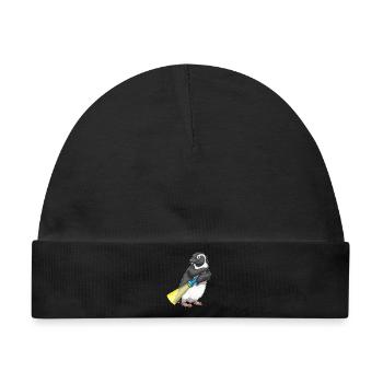 Pinguin Taschenlampe - Baby Premium Organic Mütze - Schwarz - Vorne