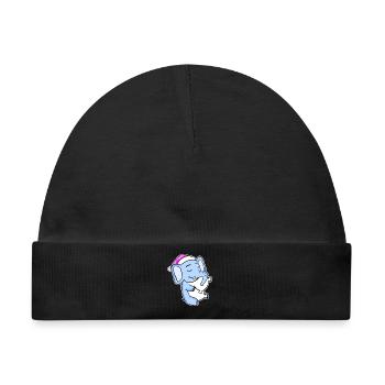 Elefant Müde Ausschlafen Schlafen Mädchen - Baby Premium Organic Mütze - Schwarz - Vorne
