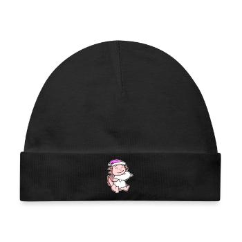 Axolotl Müde Ausschlafen Schlafen Mädchen - Baby Premium Organic Mütze - Schwarz - Vorne