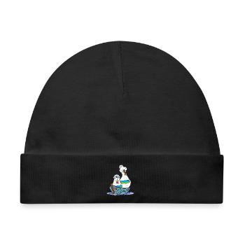 Huhn Matrose Seemann maritim Anker Ahoi Reise - Baby Premium Organic Mütze - Schwarz - Vorne