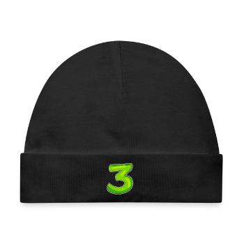 Drei - 3 - Nummer 3 - Zahl 3 - Baby Premium Organic Mütze - Schwarz - Vorne