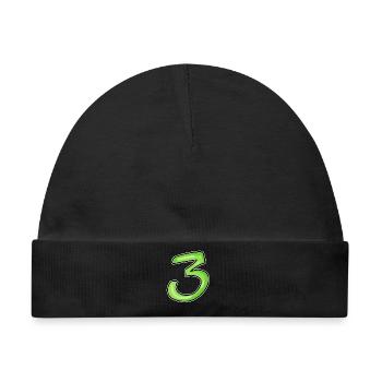 Drei - 3 - Nummer 3 - Zahl 3 - Baby Premium Organic Mütze - Schwarz - Vorne