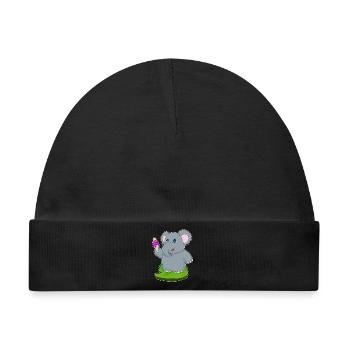 Elefant Waffeleis - Baby Premium Organic Mütze - Schwarz - Vorne