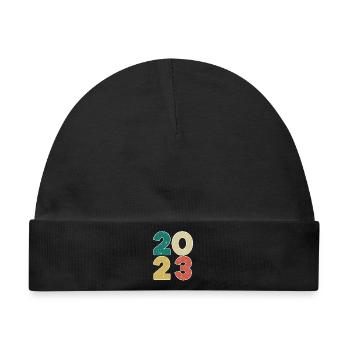 2023 - Jahrgang 2023 - Baujahr 2023 - Baby Premium Organic Mütze - Schwarz - Vorne