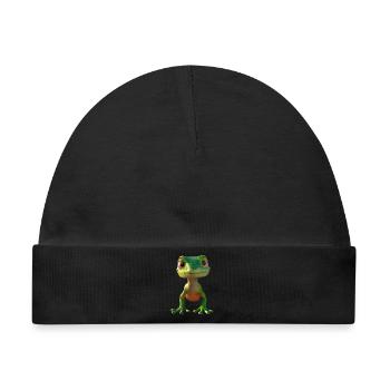 Gecko Eidechse Reptil Geckos Echse Leguan Gekko - Baby Premium Organic Mütze - Schwarz - Vorne