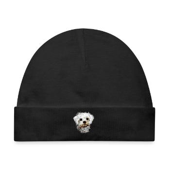 Malteser Kleiner Maltese Hund Liebe Süße Malteser - Baby Premium Organic Mütze - Schwarz - Vorne