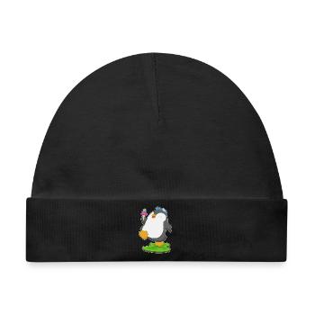 Pinguin Waffeleis - Baby Premium Organic Mütze - Schwarz - Vorne