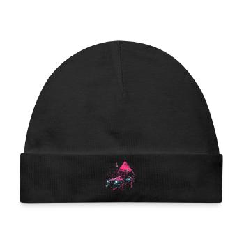 Synthwave Retro Auto Stadt Vaporwave 80er 90er - Baby Premium Organic Mütze - Schwarz - Vorne
