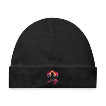Vaporwave Retro Auto Mann Stadt Synthwave 90er - Baby Premium Organic Mütze - Schwarz - Vorne