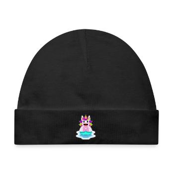 Einhorn Schwimmen Schwimmring Sommer - Baby Premium Organic Mütze - Schwarz - Vorne