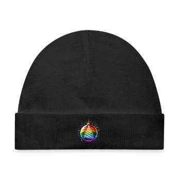 Regenbogen Weihnachtskugel - Baby Premium Organic Mütze - Schwarz - Vorne
