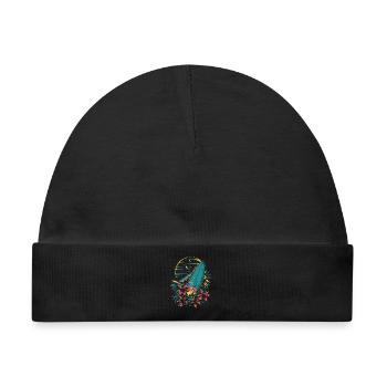 Surfbrett Cartoon - Baby Premium Organic Mütze - Schwarz - Vorne