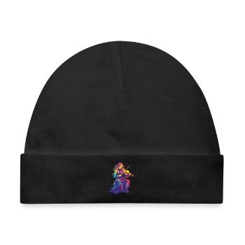 Geigenmädchen Retrowave - Baby Premium Organic Mütze - Schwarz - Vorne