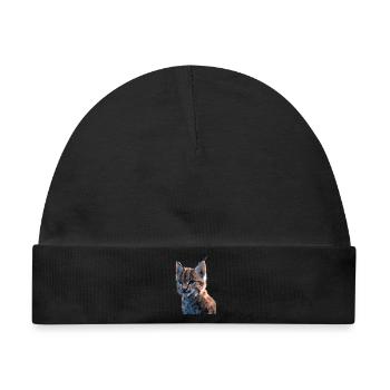 Luchs Lynx Wildkatze Raubkatzen Katzen Süße Luchse - Baby Premium Organic Mütze - Schwarz - Vorne