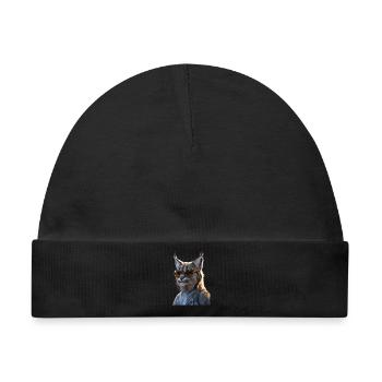 Luchs Lynx Wildkatze Raubkatzen Katzen Süße Luchse - Baby Premium Organic Mütze - Schwarz - Vorne
