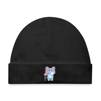 Elefant Billiard Queue - Baby Premium Organic Mütze - Schwarz - Vorne