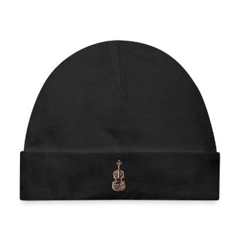 Kunstvolle Violine mit Blumenmuster - Baby Premium Organic Mütze - Schwarz - Vorne