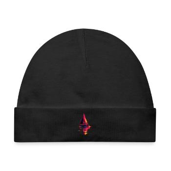 Segelschiff Retrowave - Baby Premium Organic Mütze - Schwarz - Vorne