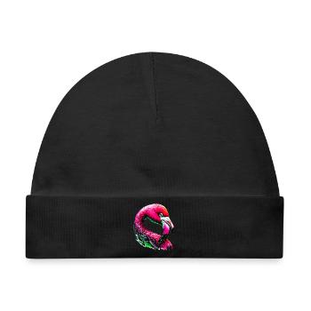 Flamingo - Baby Premium Organic Mütze - Schwarz - Vorne
