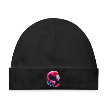 Flamingo - Baby Premium Organic Mütze - Schwarz - Vorne