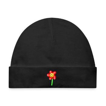 verträumte müde Blume Blumen Sommer - Baby Premium Organic Mütze - Schwarz - Vorne