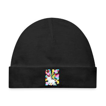 bunt farbenfreudig Retro Sommer Katze Katzen - Baby Premium Organic Mütze - Schwarz - Vorne
