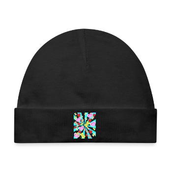 Retro Sommer Erdbeeren Herz Schmetterlinge Natur - Baby Premium Organic Mütze - Schwarz - Vorne
