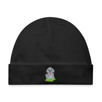Hund Waffeleis - Baby Premium Organic Mütze - Schwarz - Vorne