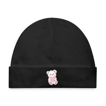 Süßer Bär – Geschenkidee für Wald- & Tierfans - Baby Premium Organic Mütze - Schwarz - Vorne