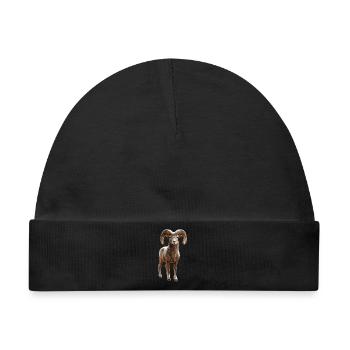Widder Mufflon Aries Wilde Schafe Männliches Schaf - Baby Premium Organic Mütze - Schwarz - Vorne